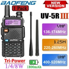 1PACK BAOFENG UV-5RIII FM TWO WAY RADIO DUAL BAND HAM WALKIE TALKIE 8W VOX 128CH