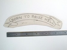 vtg 1960s 1970s Tattoo Flash acetate stencil Born Raise Hell banner signed HAR1