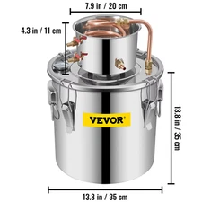 3/5/8 Gal Alcohol Water Distiller Stainless Steel Kit with Copper Coil