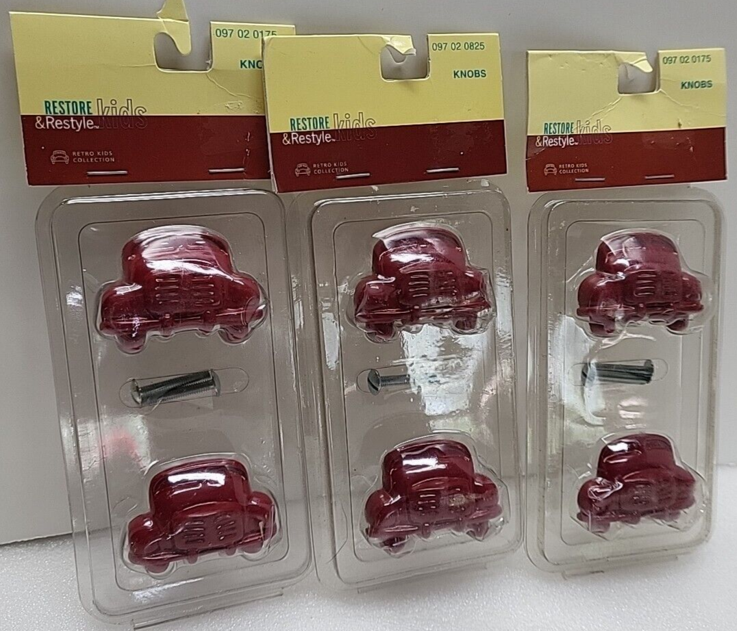 Lot Of 6 Drawer Dresser Door Knobs Car Restore Restyle Kids Red Handle  Retro New | eBay