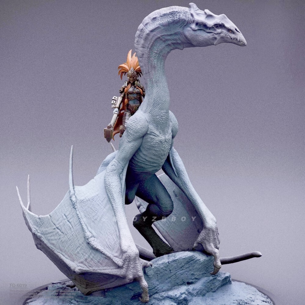 Kit Figurine Résine 110mm Queen Of The Dragon Tribe Non Assemblé - Impression 3D