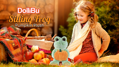 DolliBu Super Soft Sitting Frog Stuffed Animal with Pumpkin Plush ...