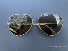 1980's Vintage MADE IN TAIWAN Aviator Sunglasses Golden Frame Amber Glass Lenses