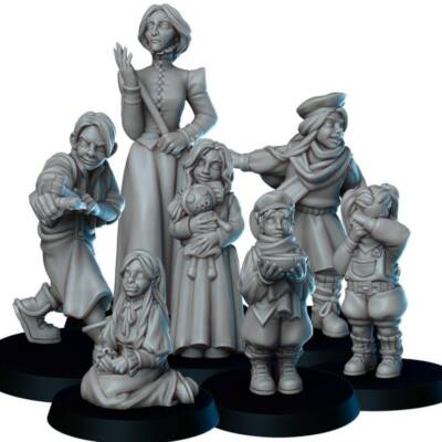 V77 NPC TOWNSFOLK SCHOOL CHILDREN || D&D Vae Victis Resin Miniature 28mm 32mm