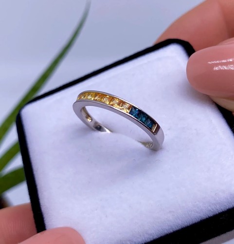 Sapphire natural gemstone Ring, Sterling silver 925, gold plated, 7.5US - Picture 3 of 3