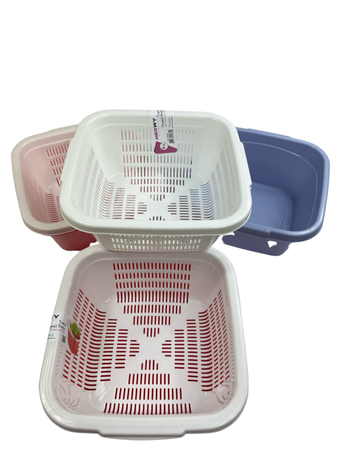 (4LT) Plastic Strainer Rice,Veg, fruits Washing Basket, Detachable