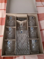 Vintage Heavy Wall Bohemia Crystal Whiskey Se...
