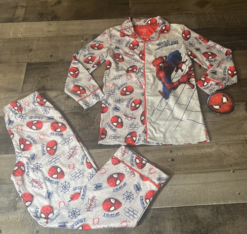 Marvel Spider-Man Boys Gray Long Sleeve 2 Piece Set Pajamas Size 6-7 PJ Set - Picture 6 of 8