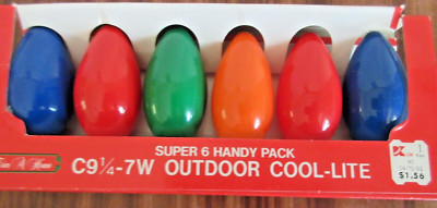 6 Vintage Outdoor Cool-lite Christmas Lights Replacement Bulbs C91/4-7W