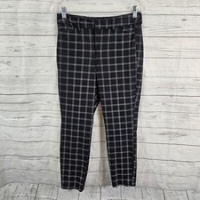 Old Navy Womens High Rise Pixie Pants Sz 6 Black White Windowpane Cotton Blend