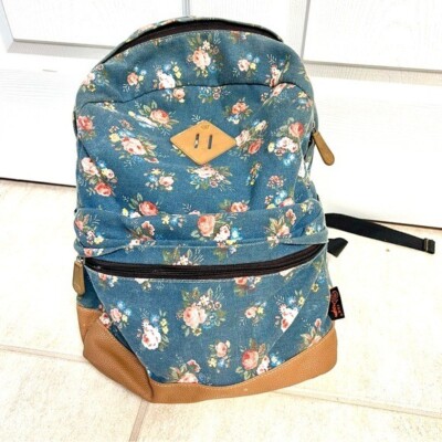 Douguyan Canvas Light Backpack Blue Floral Chic Skater 16  display picture 3
