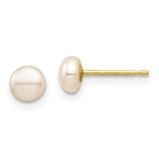 Madi K Kid's Earrings 14k 4-5mm Pink Button Freshwater Pearl Stud Post