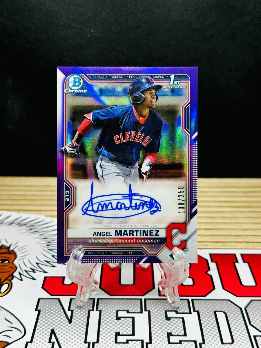 2021 1ST Bowman Chrome ANGEL MARTINEZ Auto PURPLE REFRACTOR Rookie 