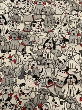 Playful Pups with Red Bones Dog Lovers Puppies Cotton Fabric 1 Yard 22 Long