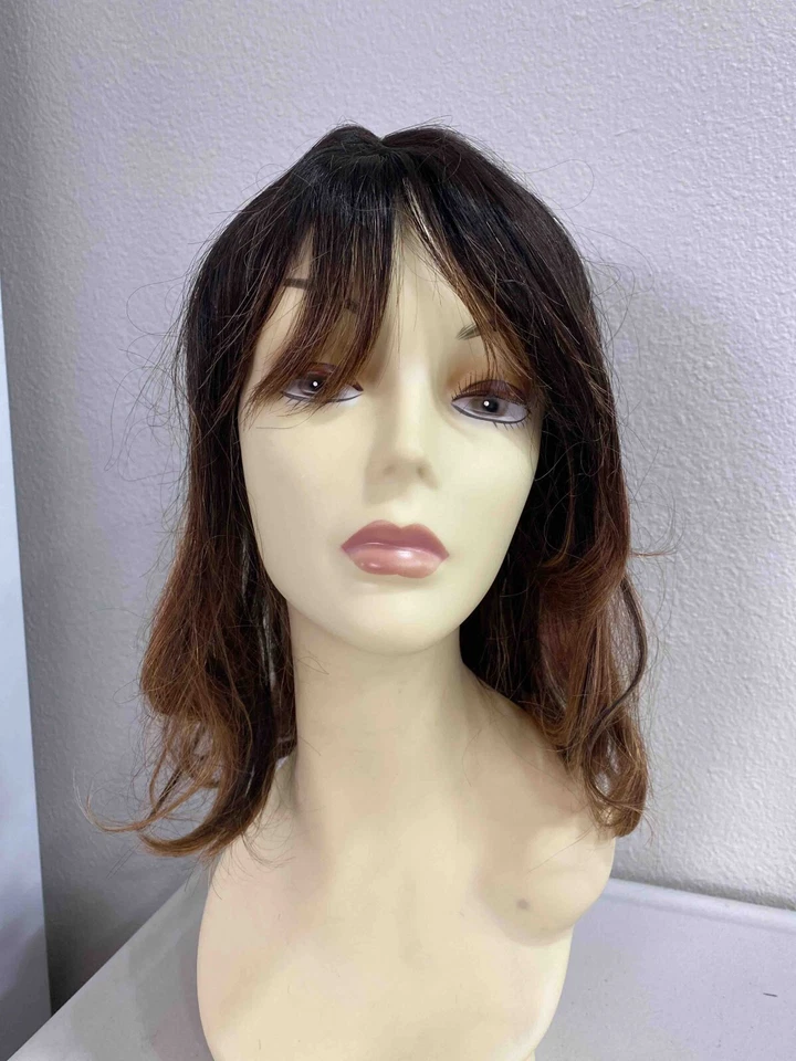 Peluca de cabello humano completo flequillo extremo recto mediano - jade Foto 4 de 4