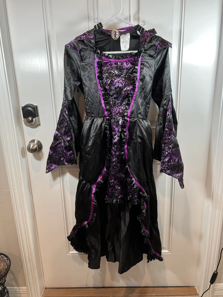 Disfraz Halloween Vampiro Púrpura y Negro Niñas Talla 12-14, Juego de 2 Piezas Envío Rápido Foto 2 de 4