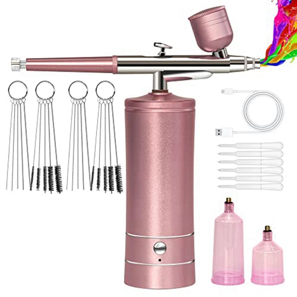 1Set Airbrush-Kit Auto Hand-Airbrush-Pistole Airbrush-Set (Rosa) L9X36875