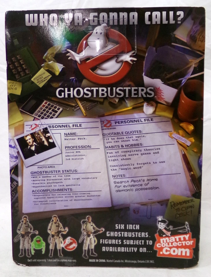 Figura Mattel Ghostbusters Matty Collector Walter Peck 2009 6" error de embalaje Foto 3 de 4