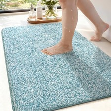 Bathroom Rugs 24x36 Super Absorbent Microfiber Bath Mat NonSlip TPR Lake Blue
