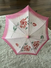 Vintage Antique Made In Japan SKK Umbrella Floral Red/Pink Child  s