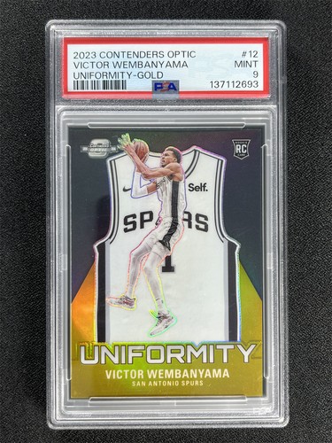 2023-24 Contenders Optic Victor Wembanyama #12 Uniformity RC Gold /10 PSA 9 MINT