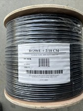 RG59 Siamese Coaxial Cable 1000ft 20AWG 18/2AWG CCTV Security Camera Wire Black