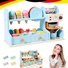 Holz Eisdielen Spielzeug Spielset Eiscreme Spielzeug Hölzerndes Set für Kinder
