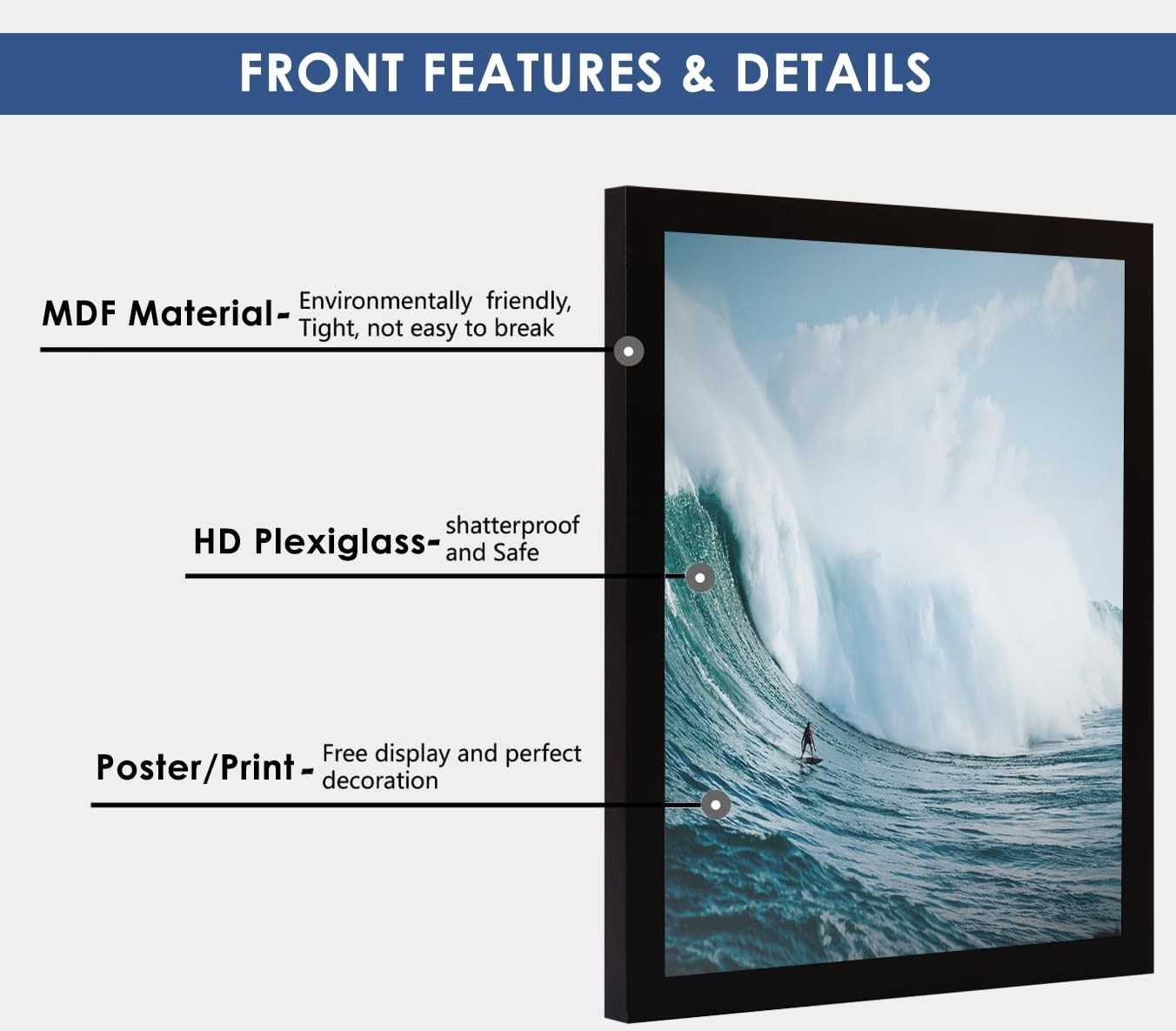 12x17 Picture Frame Black, Photo Frame for Wall Mounting Display Horizontally...