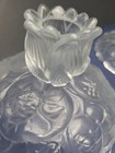 2 Fenton Water Lily Velvet Glass Single Candle Holders Satin Glass Frosted Pair — photo 4