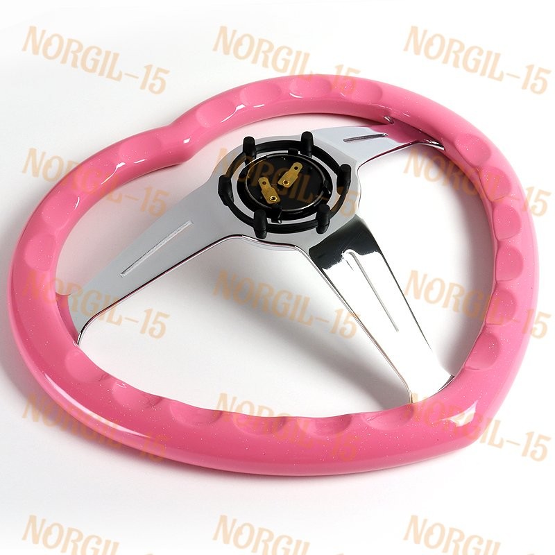 JDM Pink Heart Shaped Racing Steering Wheel Universal Car ABS