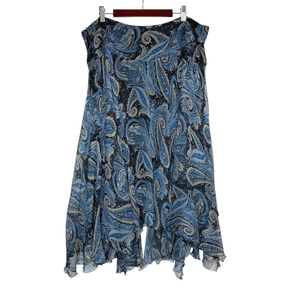 Vintage Y2K Context 100% Silk Midi Skirt 18W Asymmetrical Sheer Fairy Whimsical - Image 3 of 4