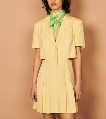 Sandro Women's Dress Mini Tailored Cut Out Yellow FR 36 / US 4 S SFPRO02292