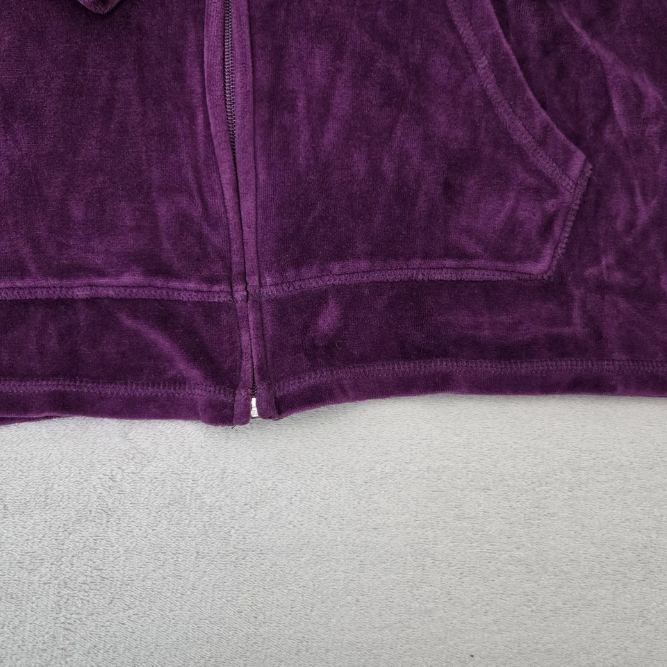 Just My Size Hoodie Womens 1X Purple Velour Full Zip Kangaroo Pocket Plus Hanes - Image 2 of 4