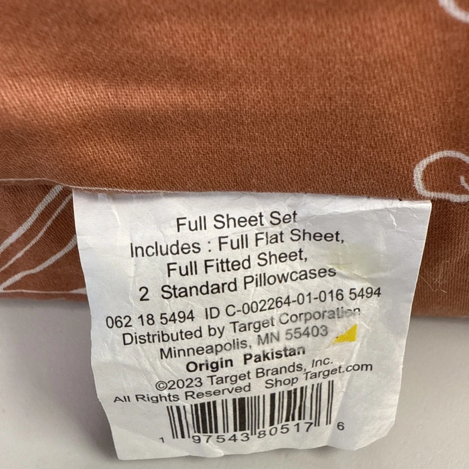 Sateen Cotton Sheet Set Rust Light Floral - Room Essentials Full 4 pc New - Image 2 of 2