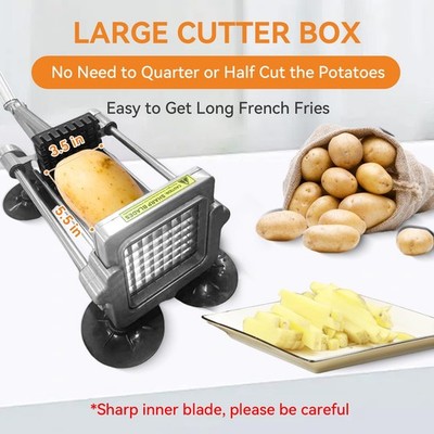 French Fry Cutter For Potatoes - Stainless Steel Blades (1/2", 3/8", 1/4") - Commercial Grade Vegetable Chopper With Peeler & Suction Cup Base - View #8