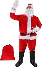 Santa Suit Christmas Santa Claus Costume for Men Women Adult Santa Costume 12pc