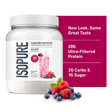 Isopure Clear Low Carb 100% Whey Protein Isolate Powder Mixed Berry, 20g Protein