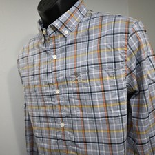 Penguin Button Up Dress Shirt Plaid Long Sleeve Front Pocket Mens Size Large