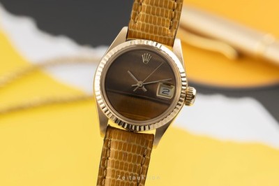 Rolex Lady Datejust 18k (0,750) Gold Automatik Tiger Eye Damen Ref 6917 Vintage
