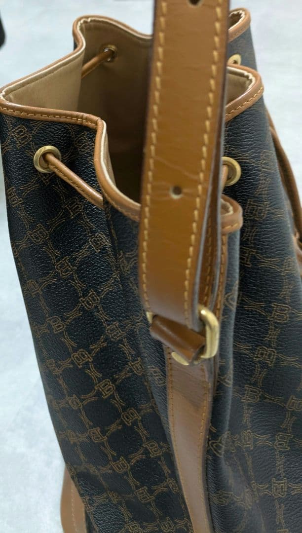 BALLY Drawstring Shoulder Bag B Logo All-over Pattern Brown — image 4