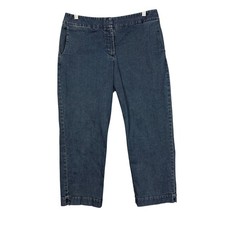 J Jill Jeans Womens 10 Blue Dark Wash Stretch Denim Crop Genuine Fit Waist 31x25