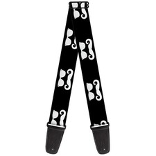Guitar Strap - Sunglasses & Mustache Black/White ACC NEW