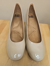 NEW S fft Lana Women's Patent Leather Pumps Nude Beige Block Heel Shoes US 8.5