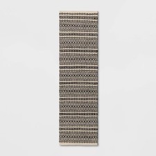 2'x7' Washable Norwalk Stripe Runner Rug Black/White - Threshold: Indoor