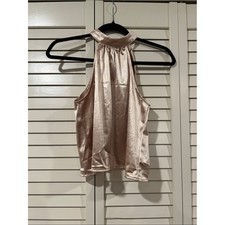 SHEIN Satin Halter Open Back Camisole in Rose Gold Size Small - 4