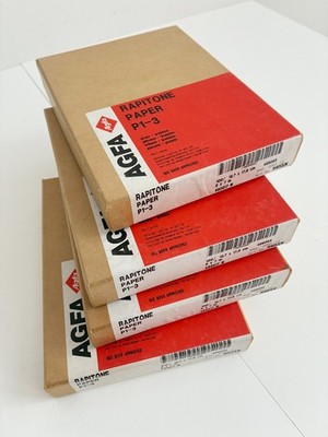 4x Agfa Rapitone P1-3, ca 12,7 x 17,8 cm, 100 Blatt, Fotopapier