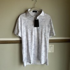 NWT G/FORE Golf Polo Mapped Icon Skull Camo Tech AOP Performance Snow Mens Small