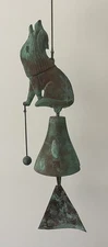 RARE Large PAOLO SOLERI Cosanti Arcosanti Cast Bronze Howling Wolf Bell