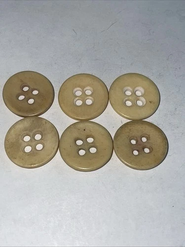 Set Of  6 bone civil war reenactment 4 hole Scooped  Front buttons Approx 11/16”