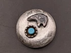 🔥 VTG UNIQUE 950 FINE SILVER MOON W/ TURQUOISE & NAVAJO BEAR STAMPED 2 TROY OZ